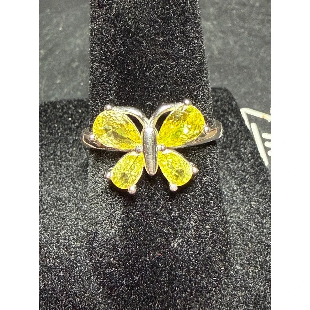 Sterling Silver Butterfly citrine‎ Ring Pear Stones Statement Whimsical fairy